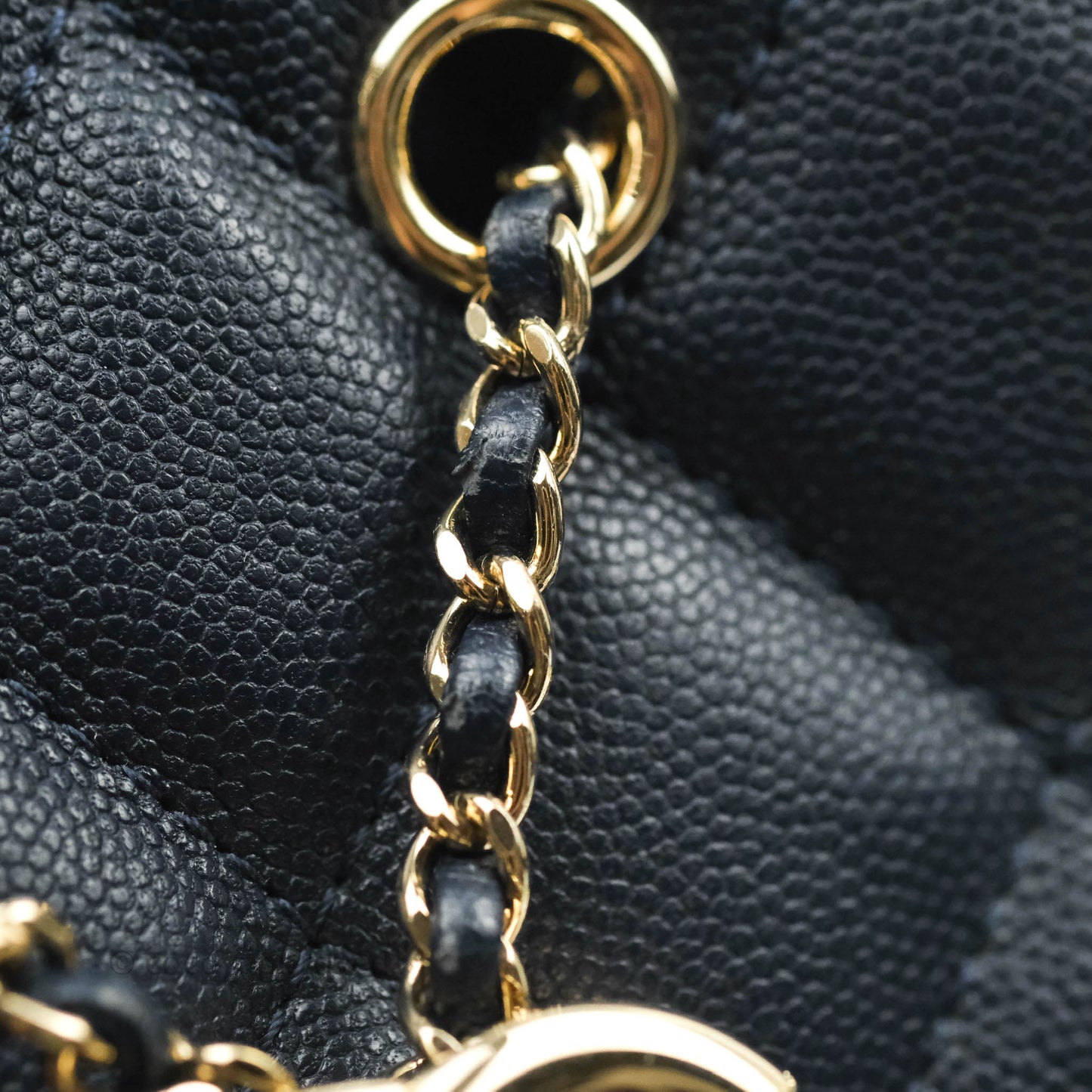 Chanel Quilted Rolled Up Bucket Drawstring Bag Navy Caviar Gold Hardware