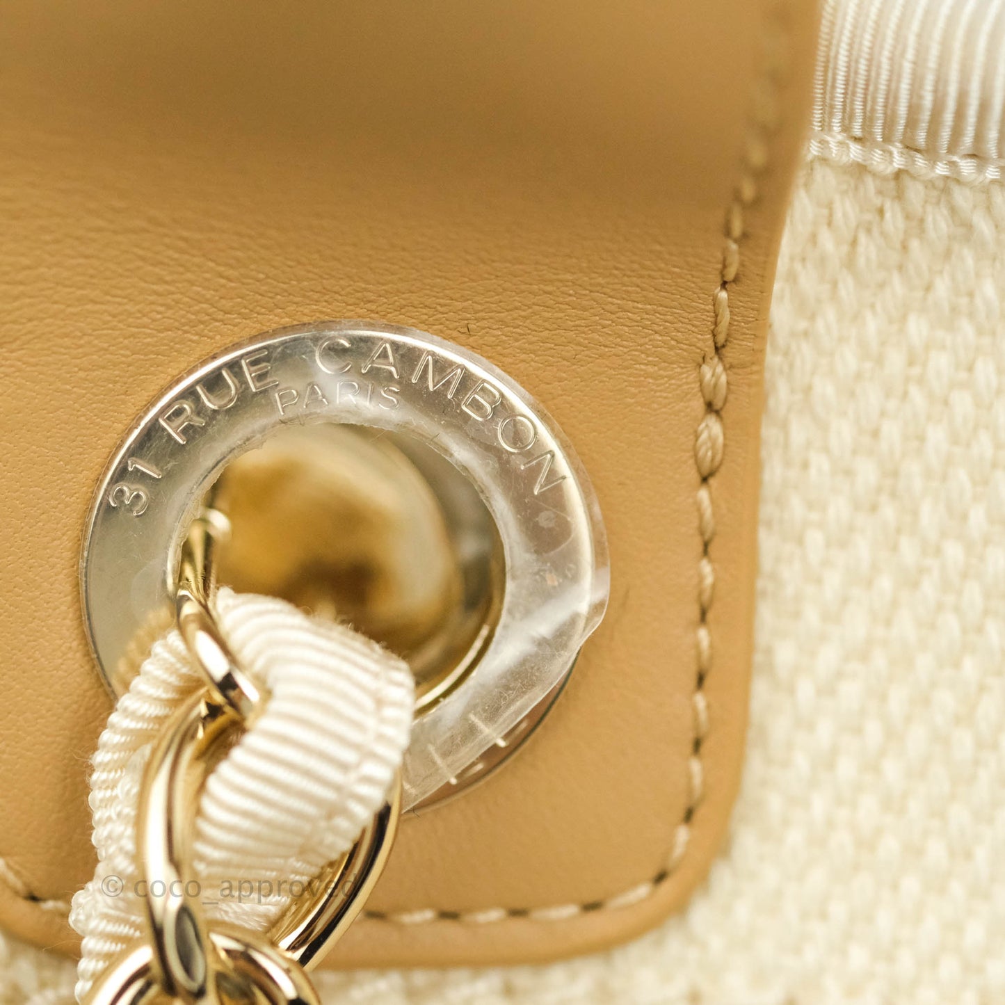 Chanel Medium (Large) Deauville Light Beige Canvas Imitation Pearl