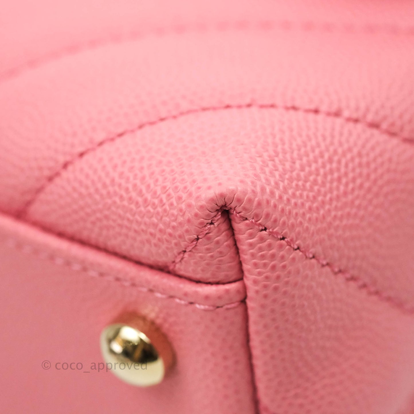 Chanel Mini (Small) Coco Handle Chevron Pink Caviar Gold Hardware