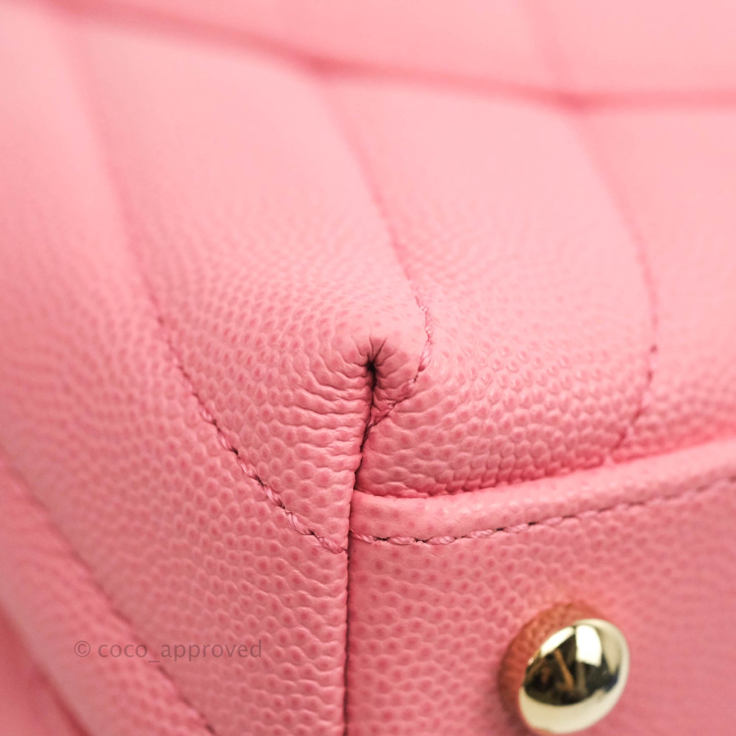 Chanel Mini (Small) Coco Handle Chevron Pink Caviar Gold Hardware
