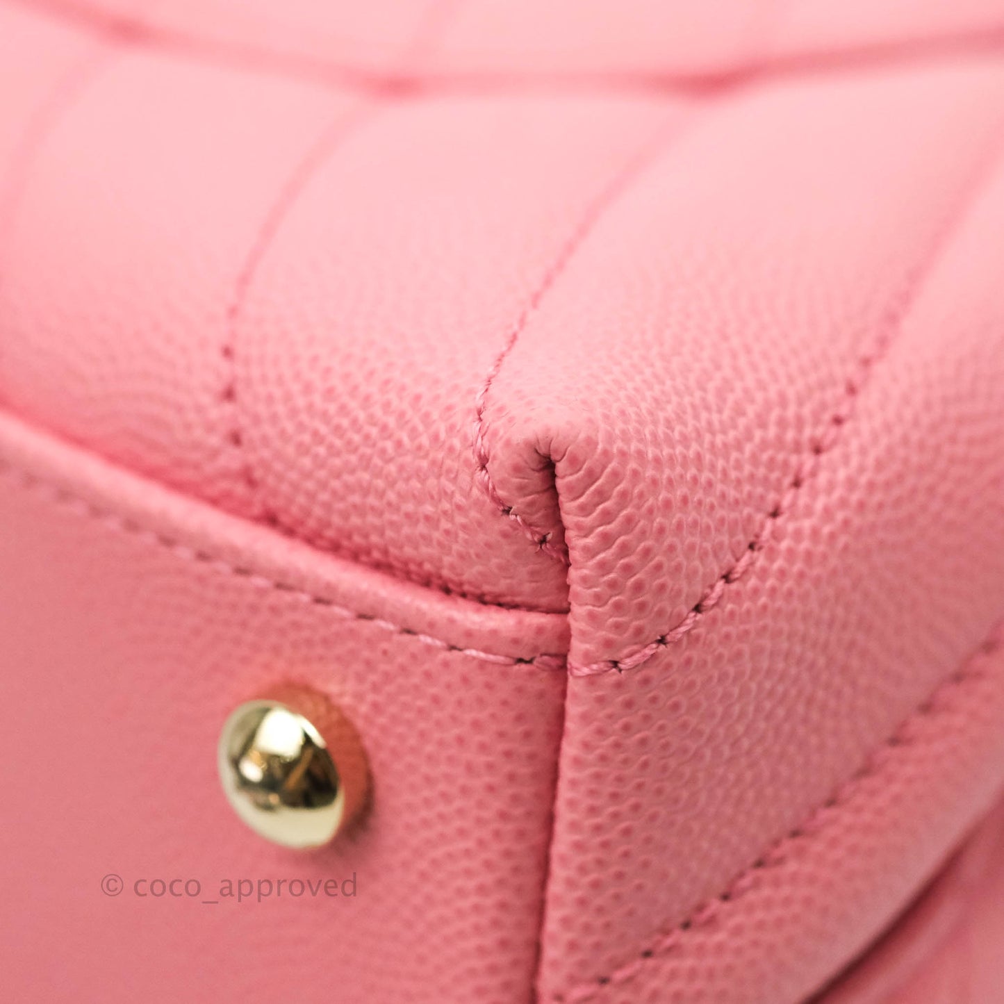 Chanel Mini (Small) Coco Handle Chevron Pink Caviar Gold Hardware