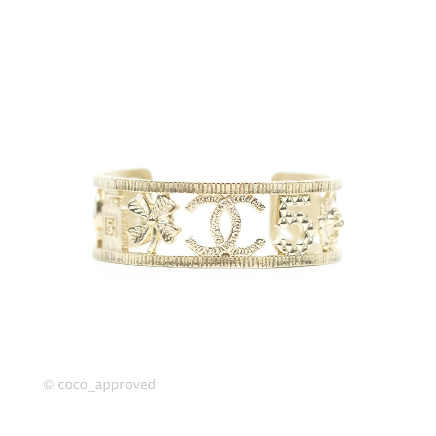 Chanel CC Cuff Bracelet Light Gold Hardware 20C