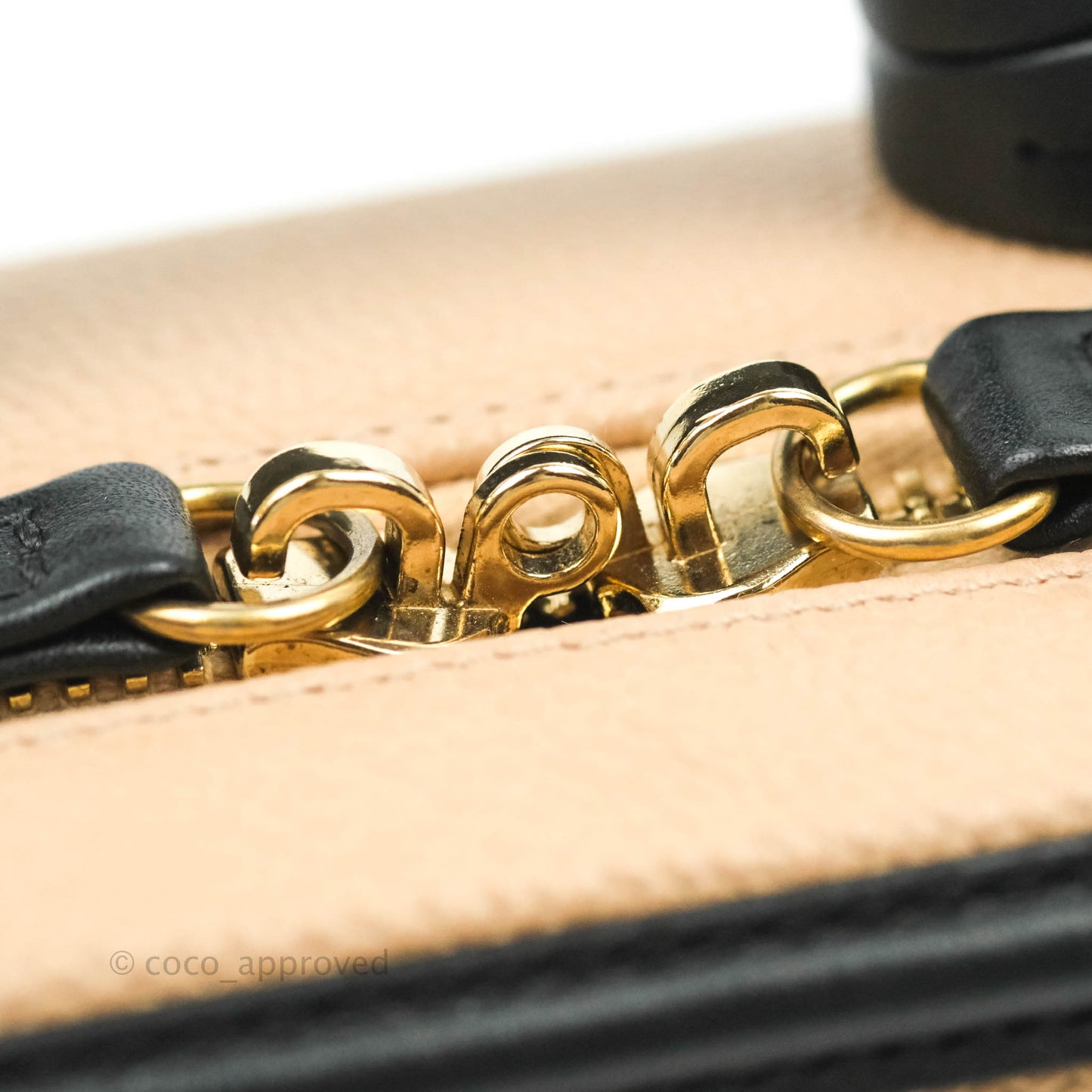 Chanel Quilted Small CC Filigree Vanity Case Beige Black Caviar