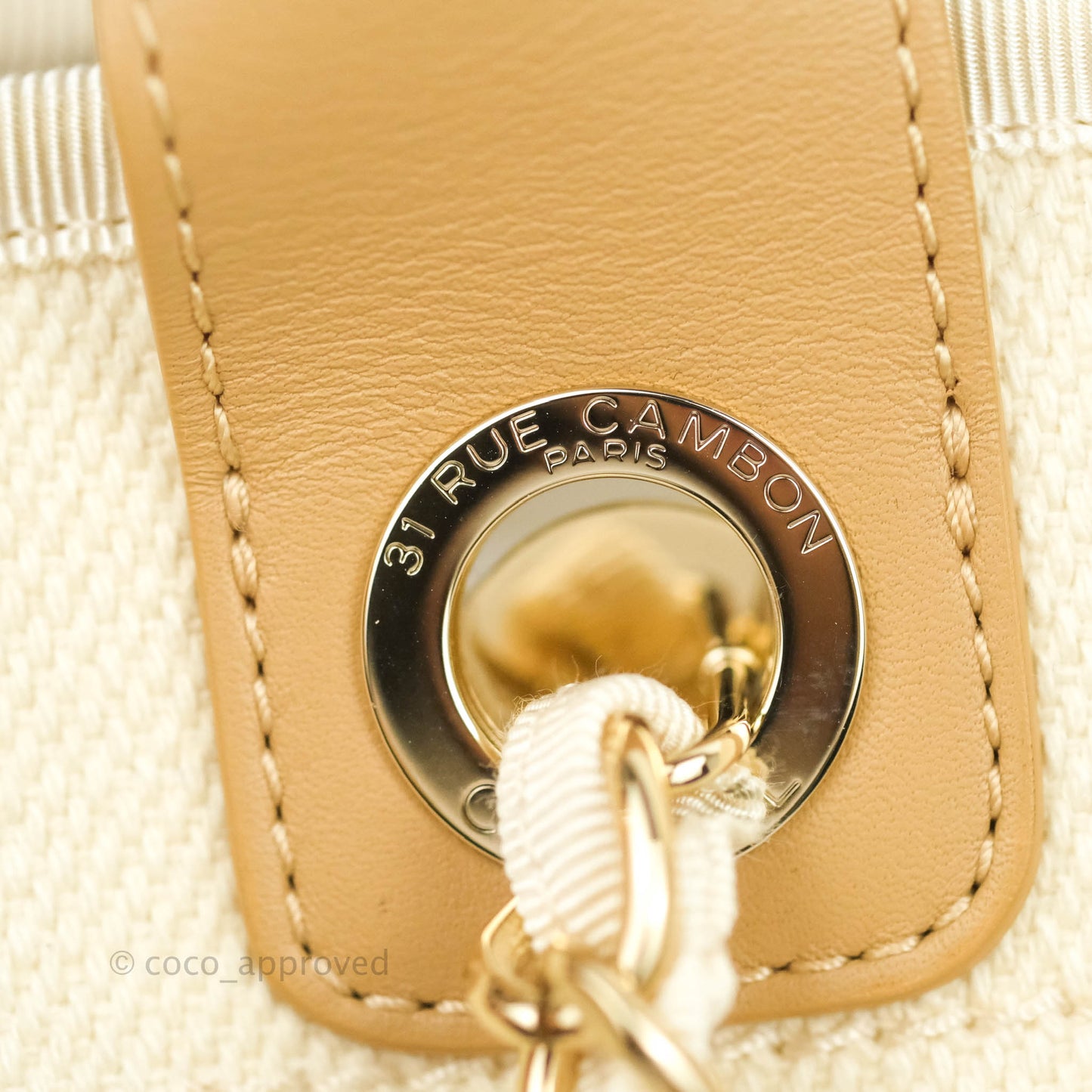 Chanel Medium (Large) Deauville Light Beige Canvas Imitation Pearl