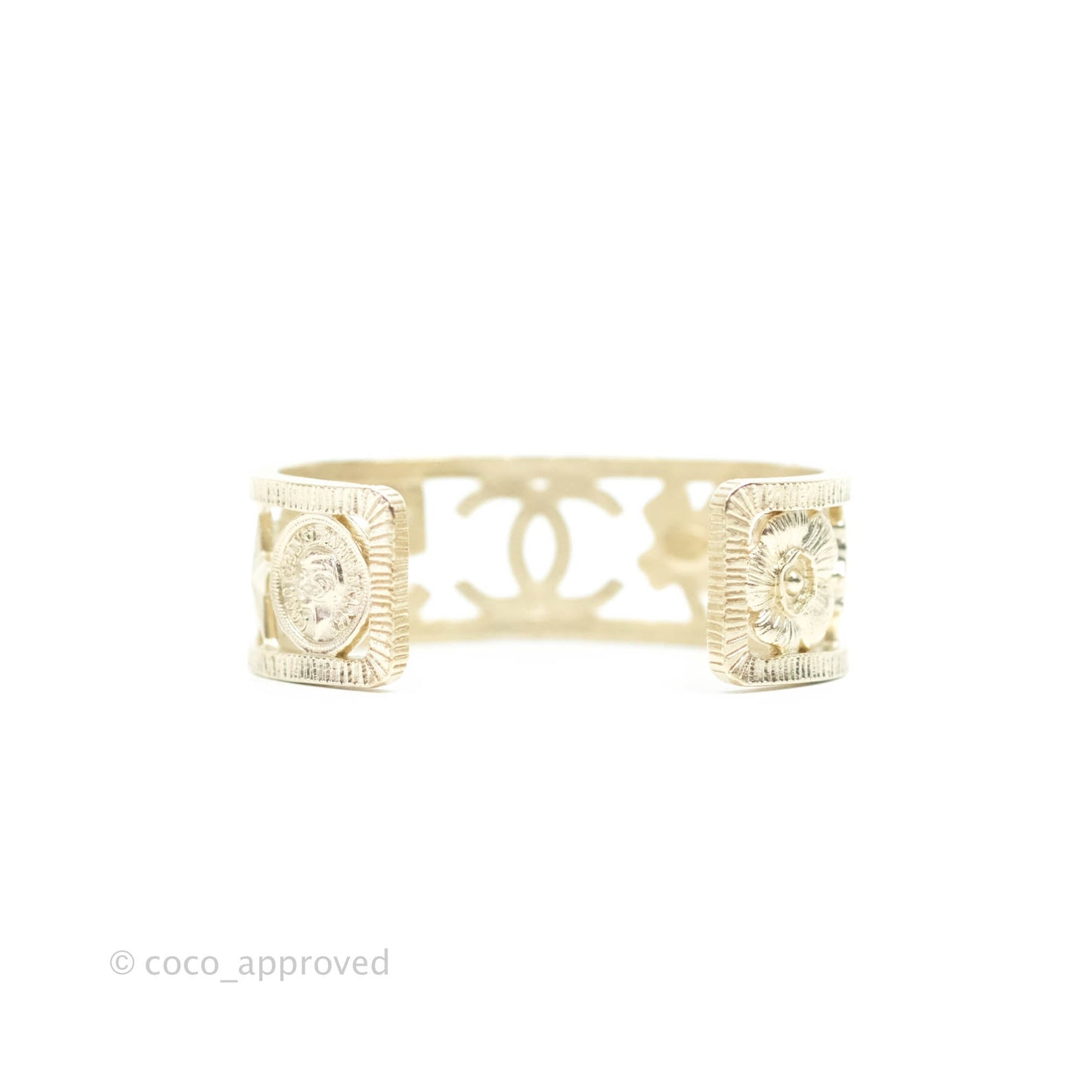 Chanel CC Cuff Bracelet Light Gold Hardware 20C