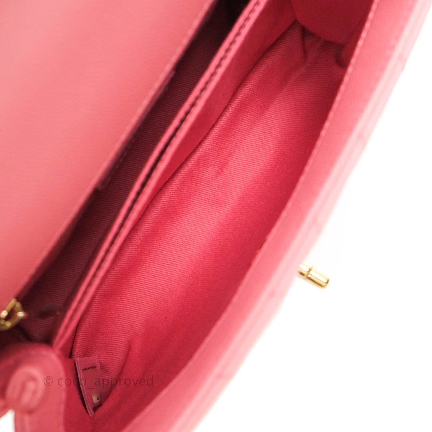 Chanel Mini (Small) Coco Handle Chevron Pink Caviar Gold Hardware