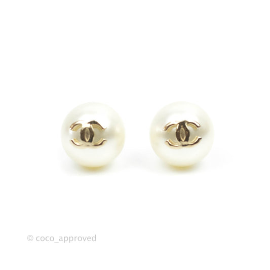 Chanel CC Crystal Earrings Gold Tone 19V