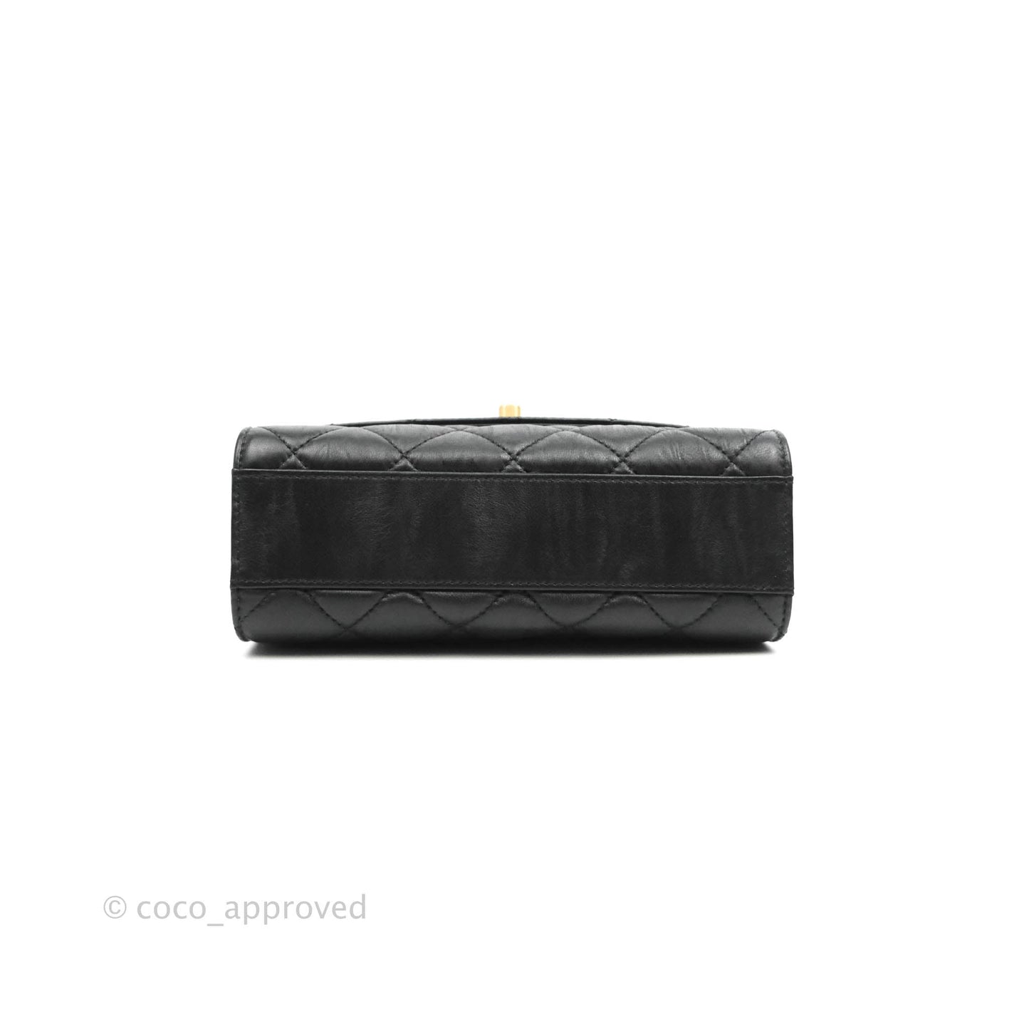 Chanel Mini Flap Bag with Top Handle Black Crumpled Lambskin Aged Gold Hardware