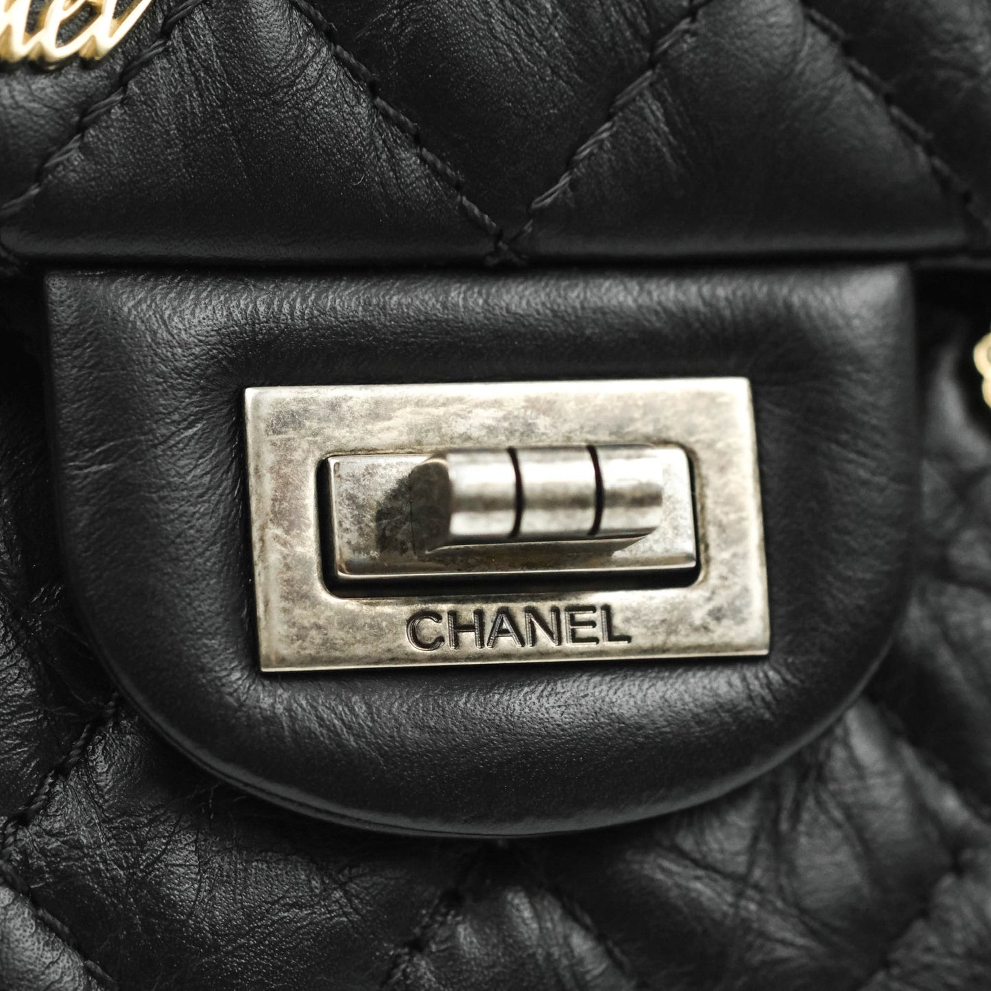 Chanel 2.55 Reissue Lucky Charms 225 Flap Black Crumpled Calfskin Ruthenium Hardware