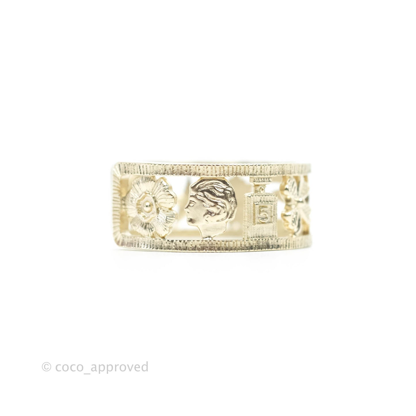 Chanel CC Cuff Bracelet Light Gold Hardware 20C