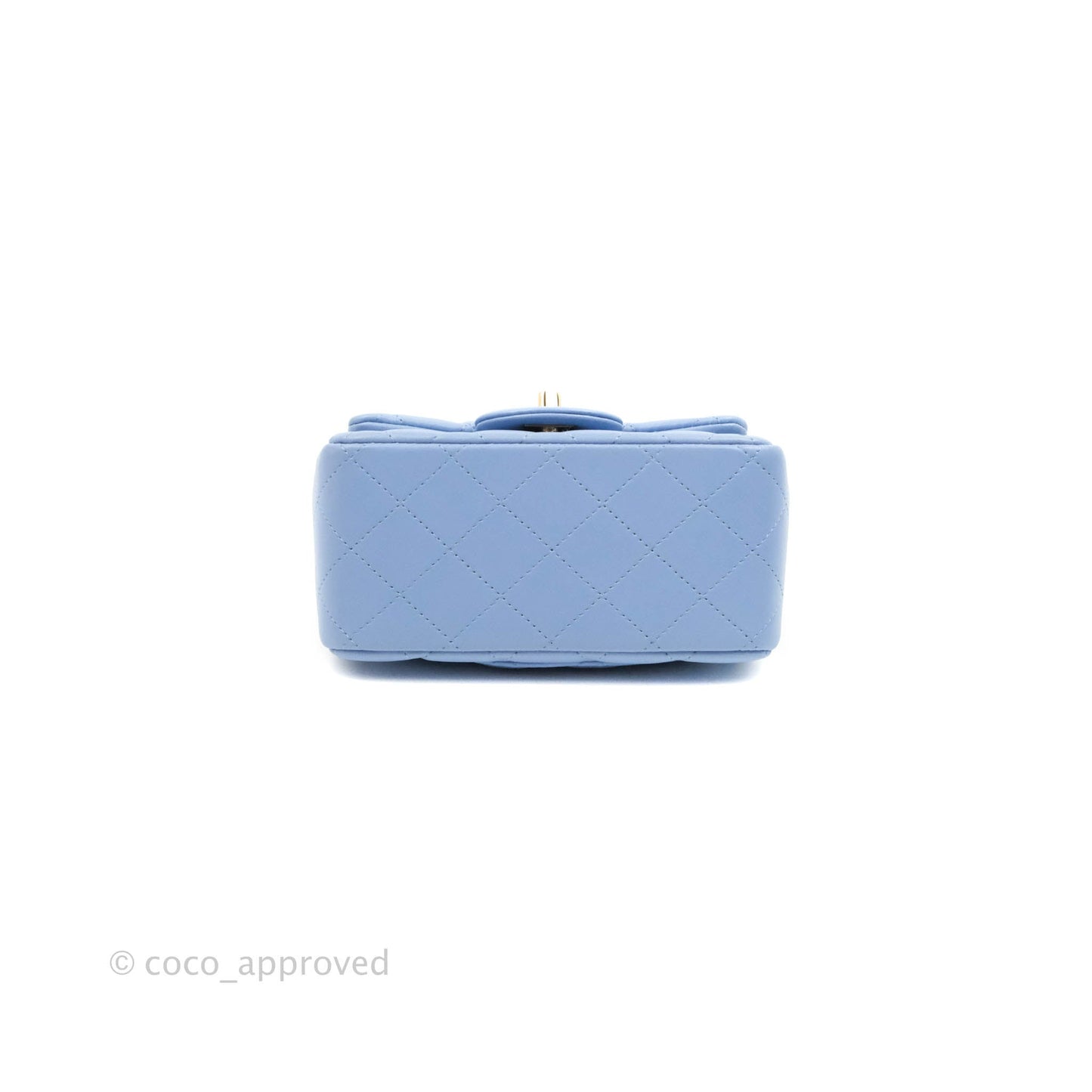 Chanel Quilted Mini Square Sky Blue Lambskin Gold Hardware 21C