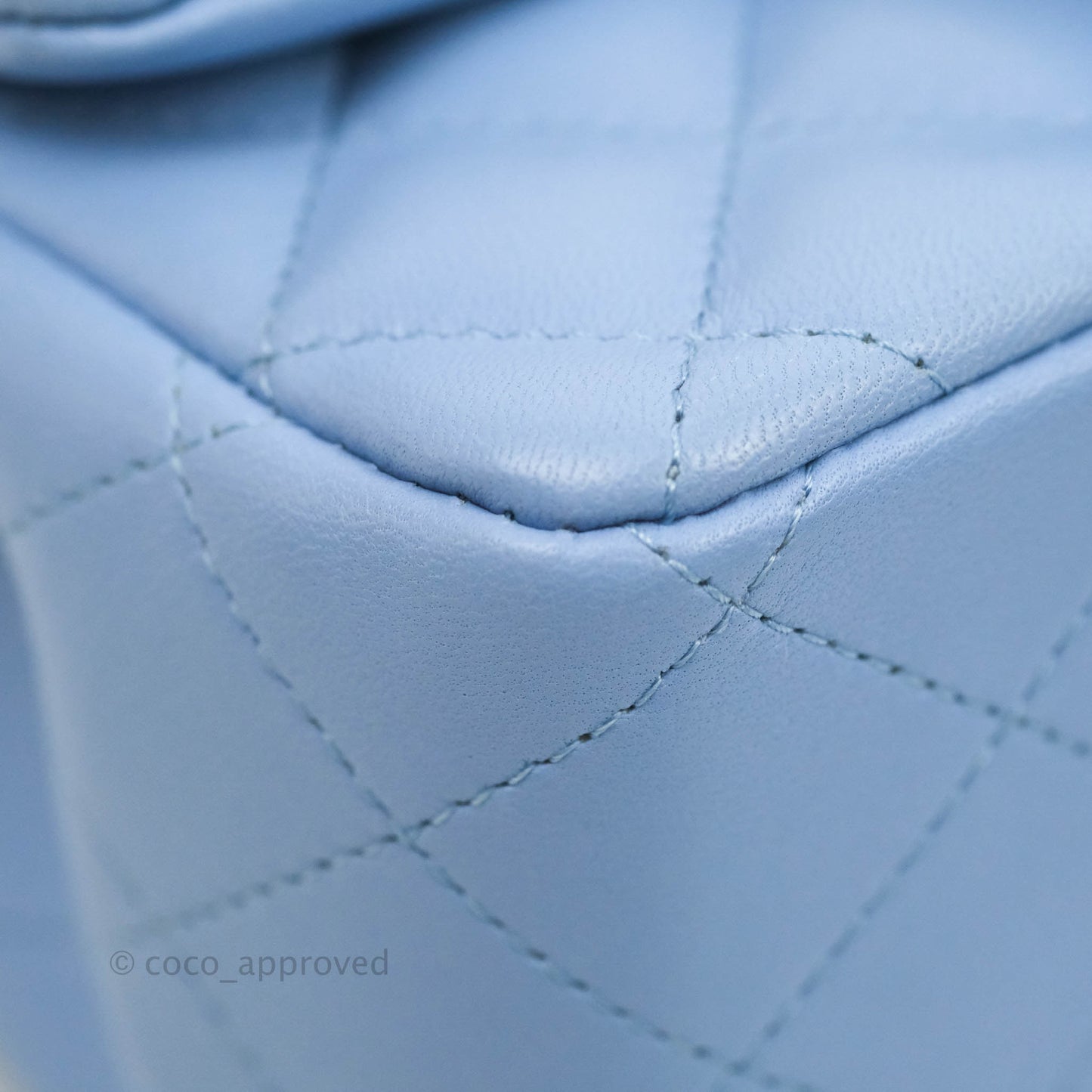 Chanel Quilted Mini Square Sky Blue Lambskin Gold Hardware 21C