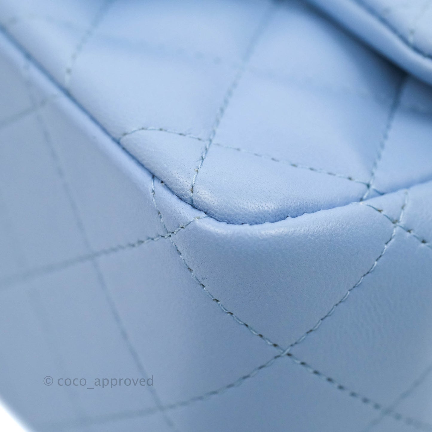 Chanel Quilted Mini Square Sky Blue Lambskin Gold Hardware 21C