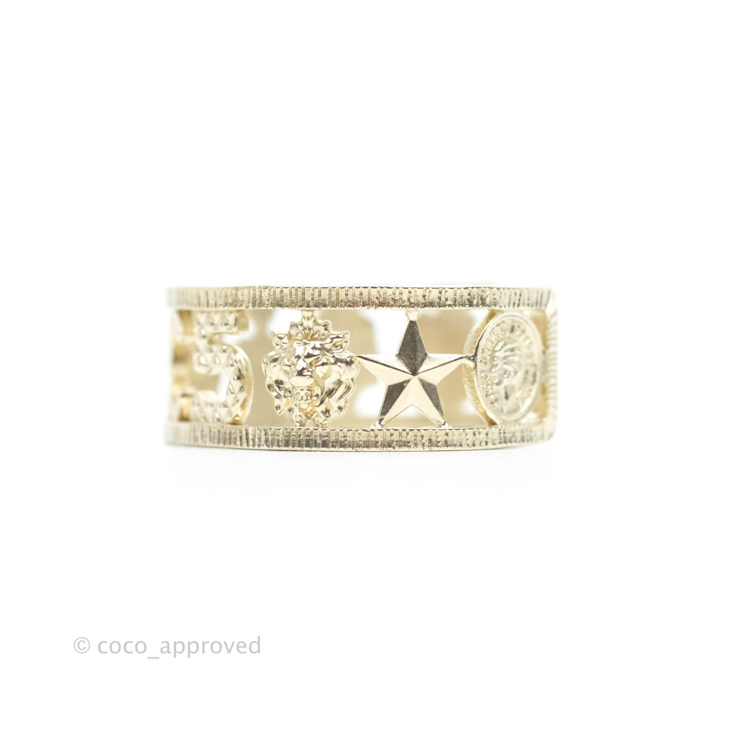 Chanel CC Cuff Bracelet Light Gold Hardware 20C