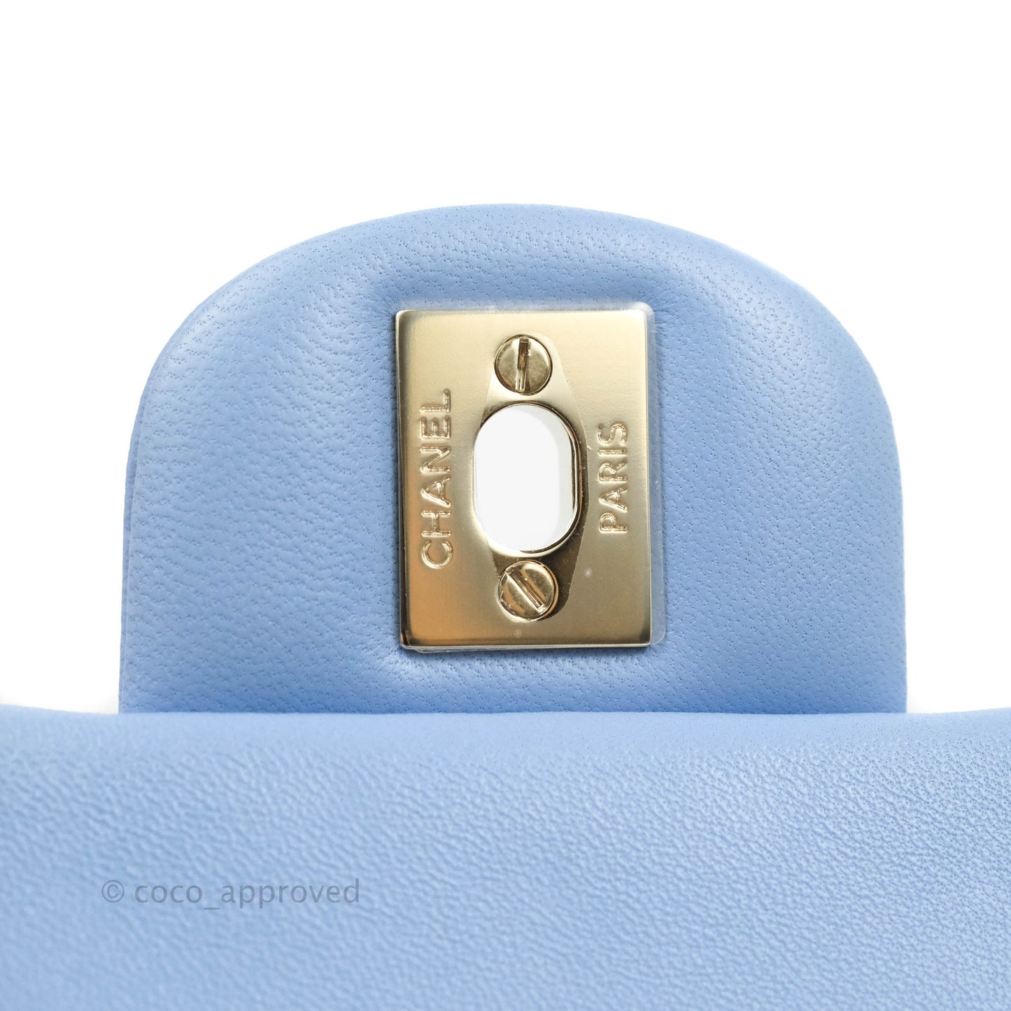 Chanel Quilted Mini Square Sky Blue Lambskin Gold Hardware 21C
