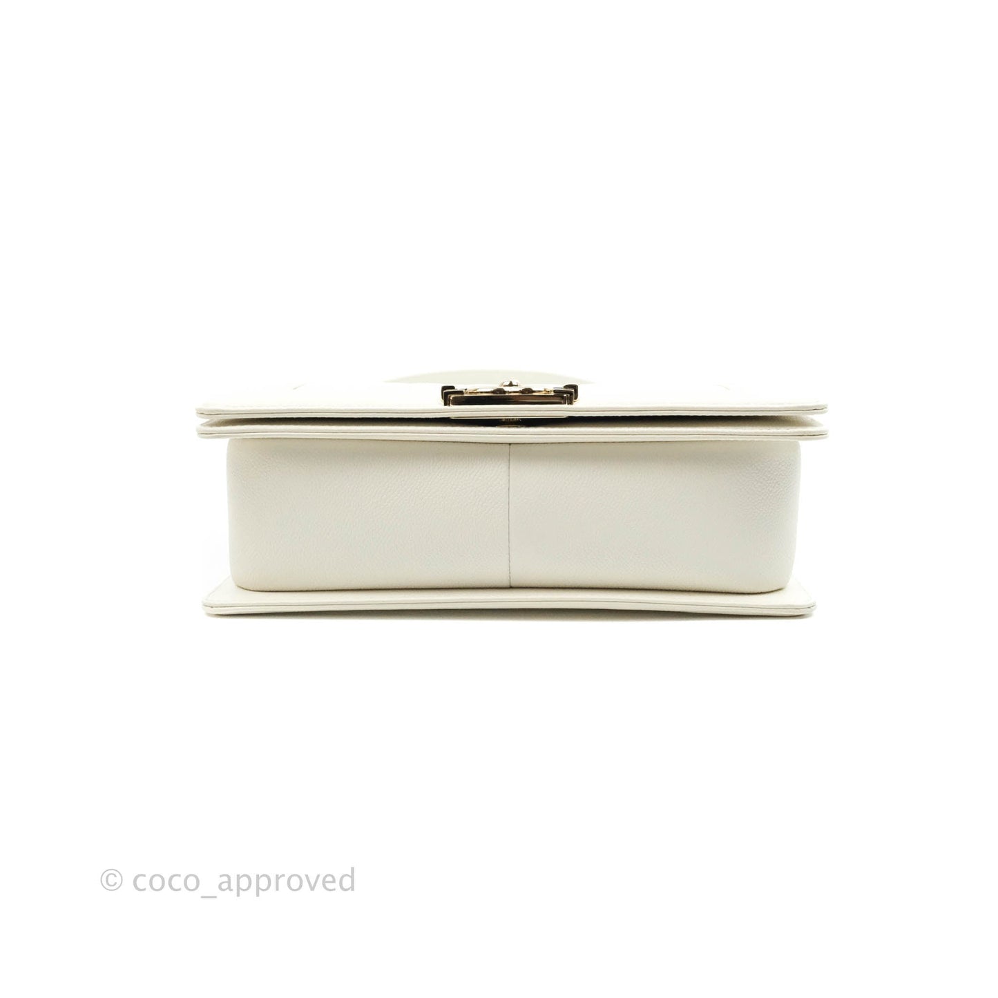 Chanel Old Medium Boy Bag White Caviar Gold Hardware 21A