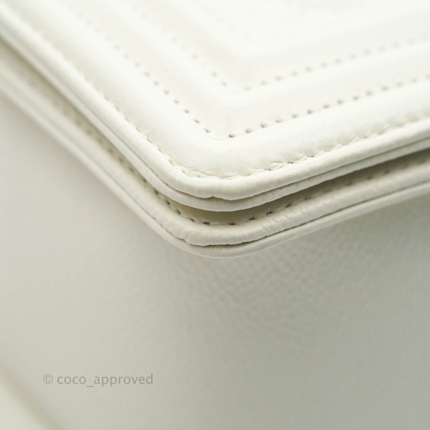 Chanel Old Medium Boy Bag White Caviar Gold Hardware 21A