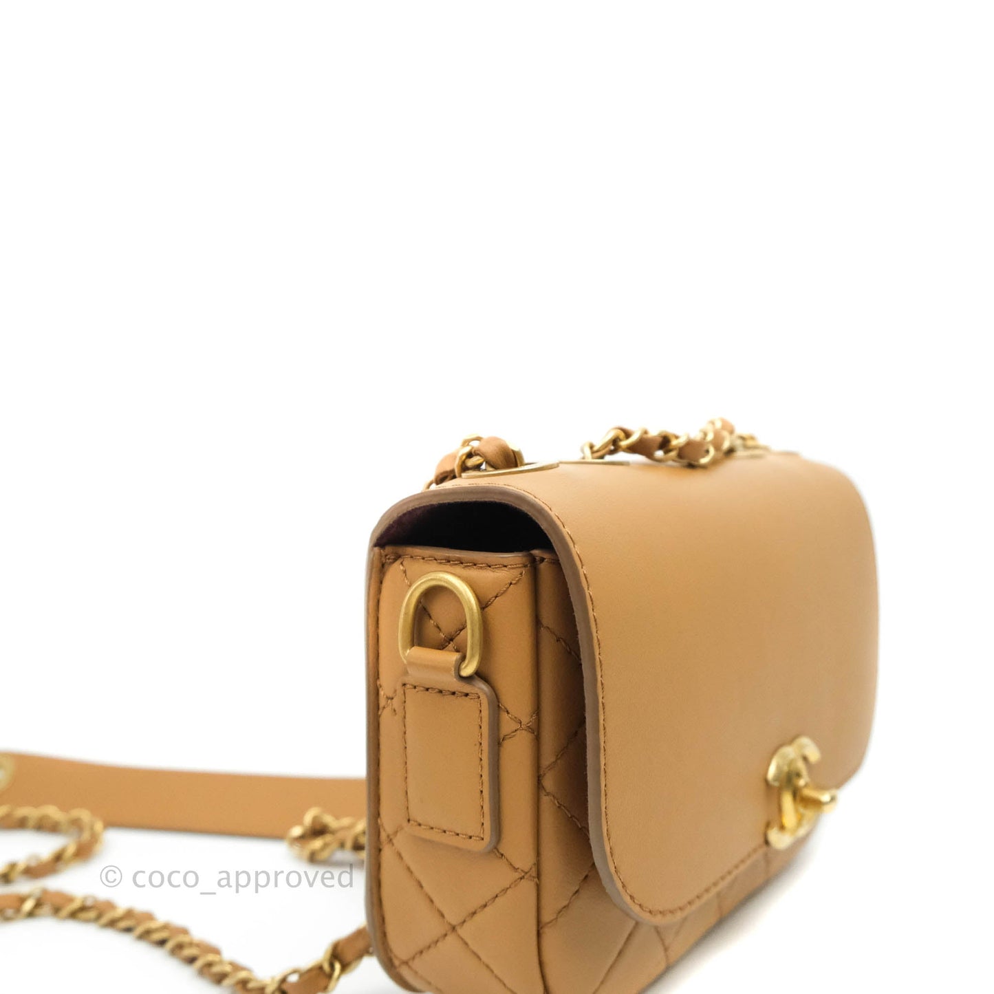 Chanel Quilted Flap With Coin Purse Caramel Calfskin Aged Gold Hardware 19K