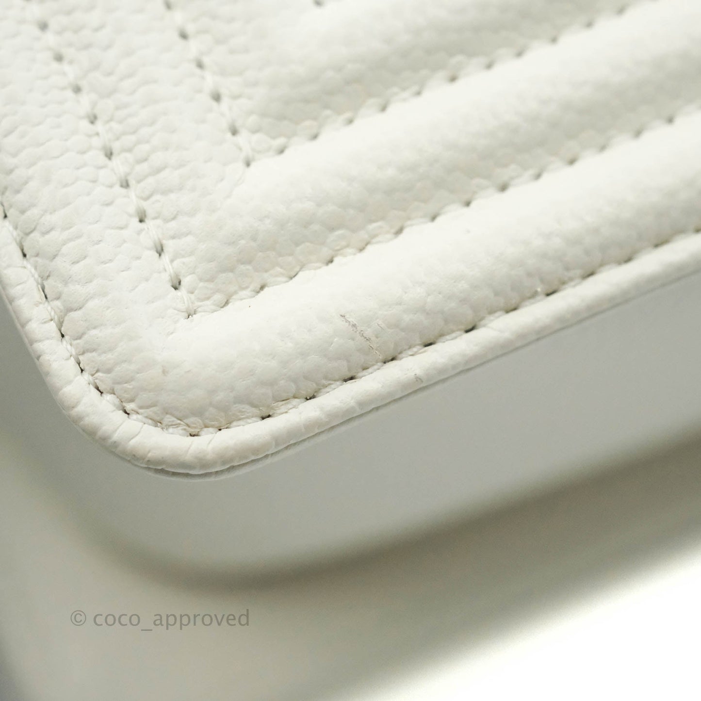 Chanel Old Medium Boy Bag White Caviar Gold Hardware 21A