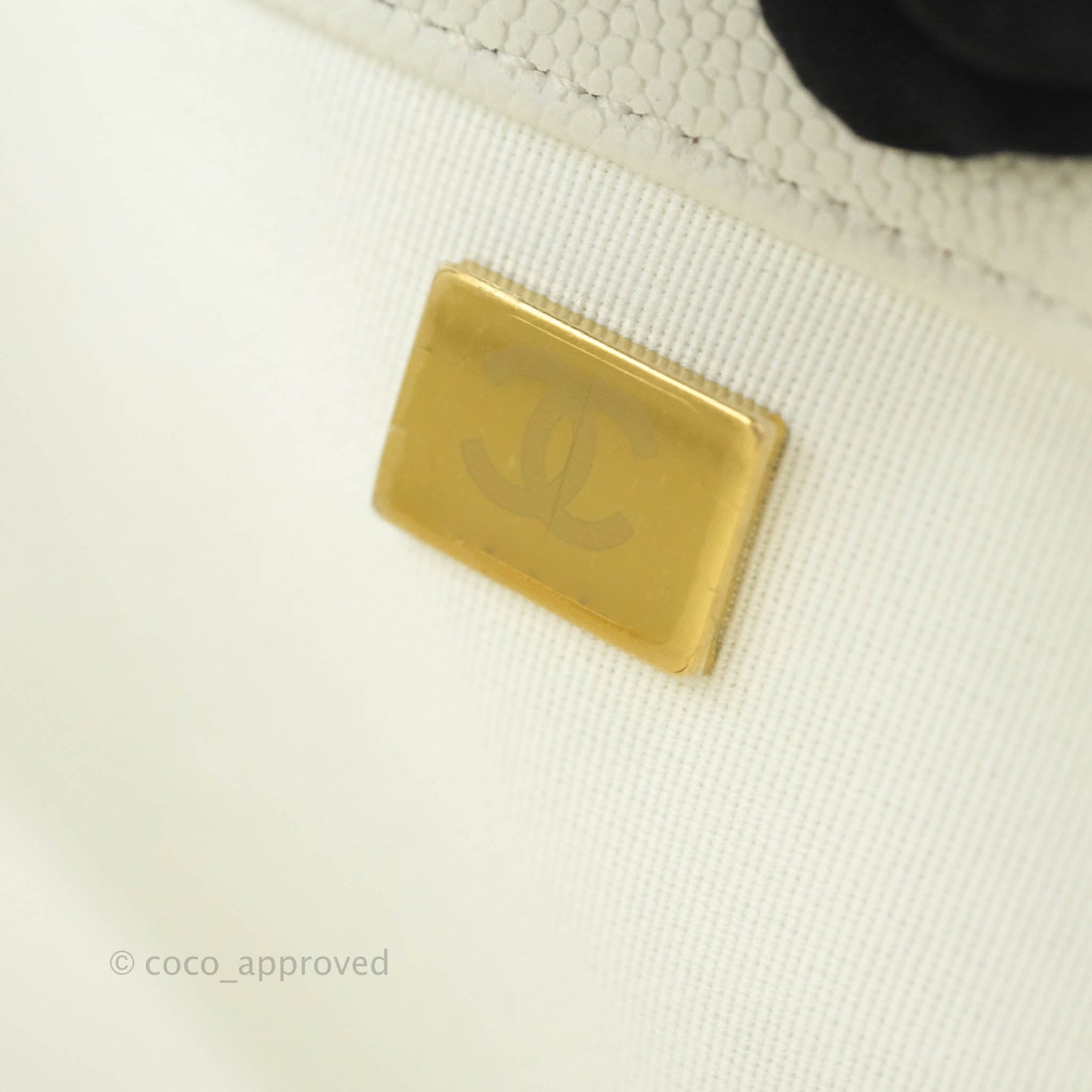 Chanel Old Medium Boy Bag White Caviar Gold Hardware 21A
