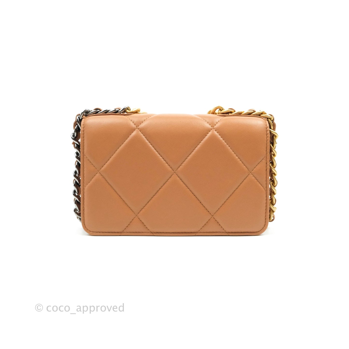 Chanel 19 Wallet on Chain WOC Dark Beige Caramel Lambskin Mixed Hardware 21K