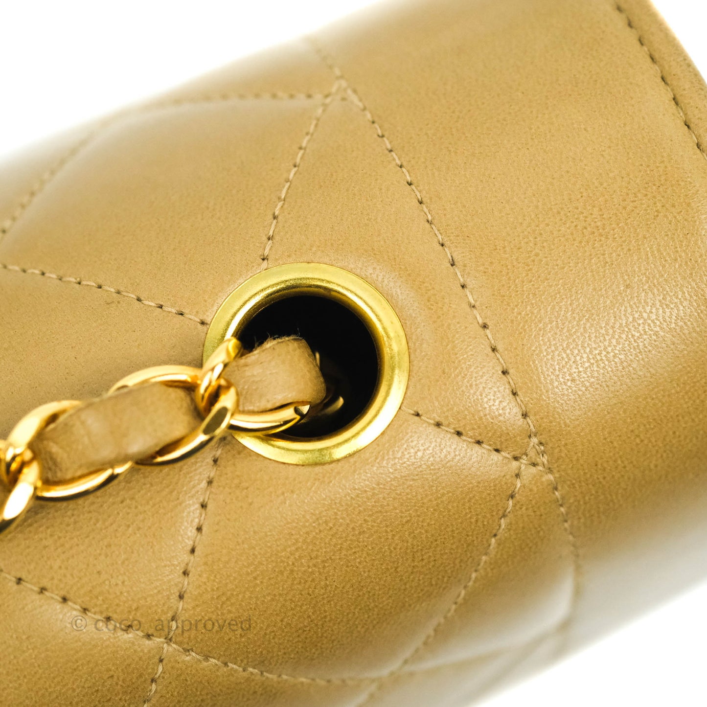 Chanel Vintage Small Quilted Classic Diana Flap Bag Beige Lambskin 24K Gold Hardware