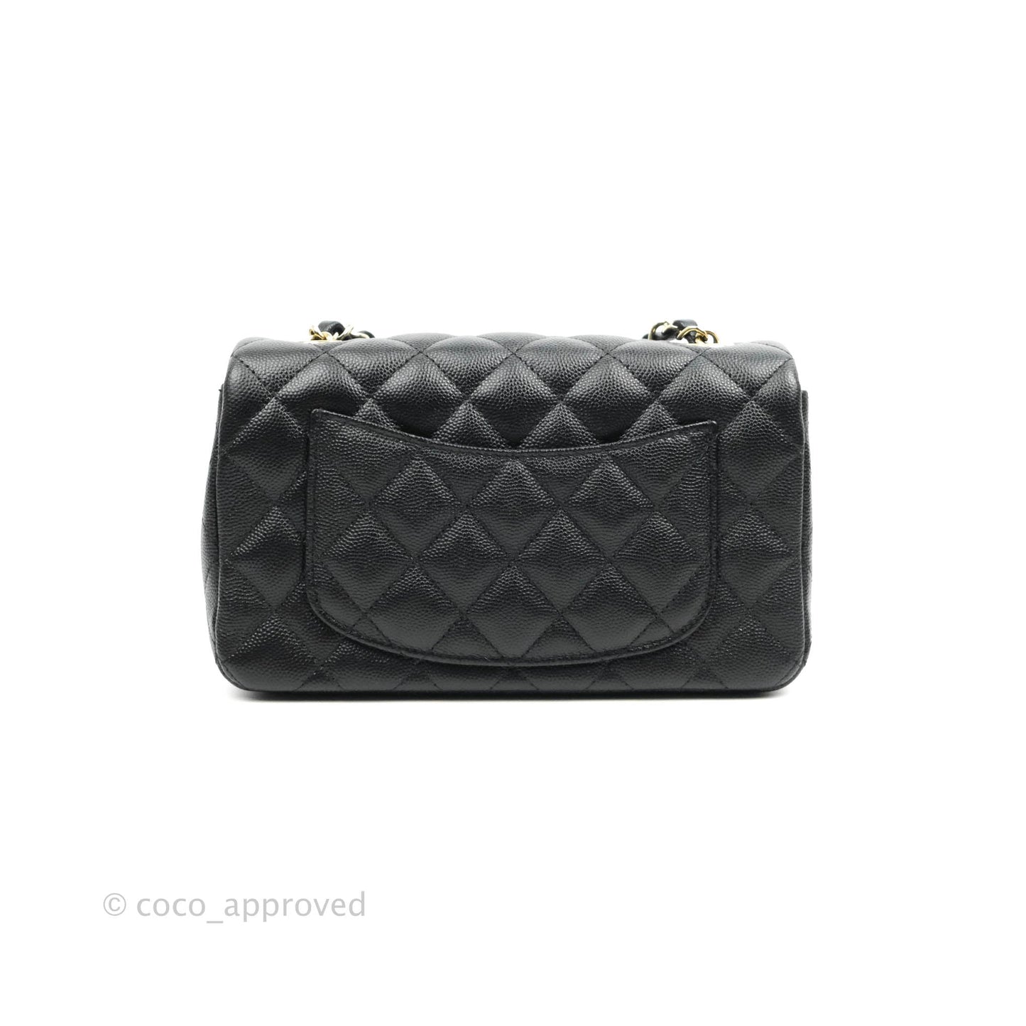 Chanel Quilted Mini Rectangular Black Caviar Gold Hardware 18B