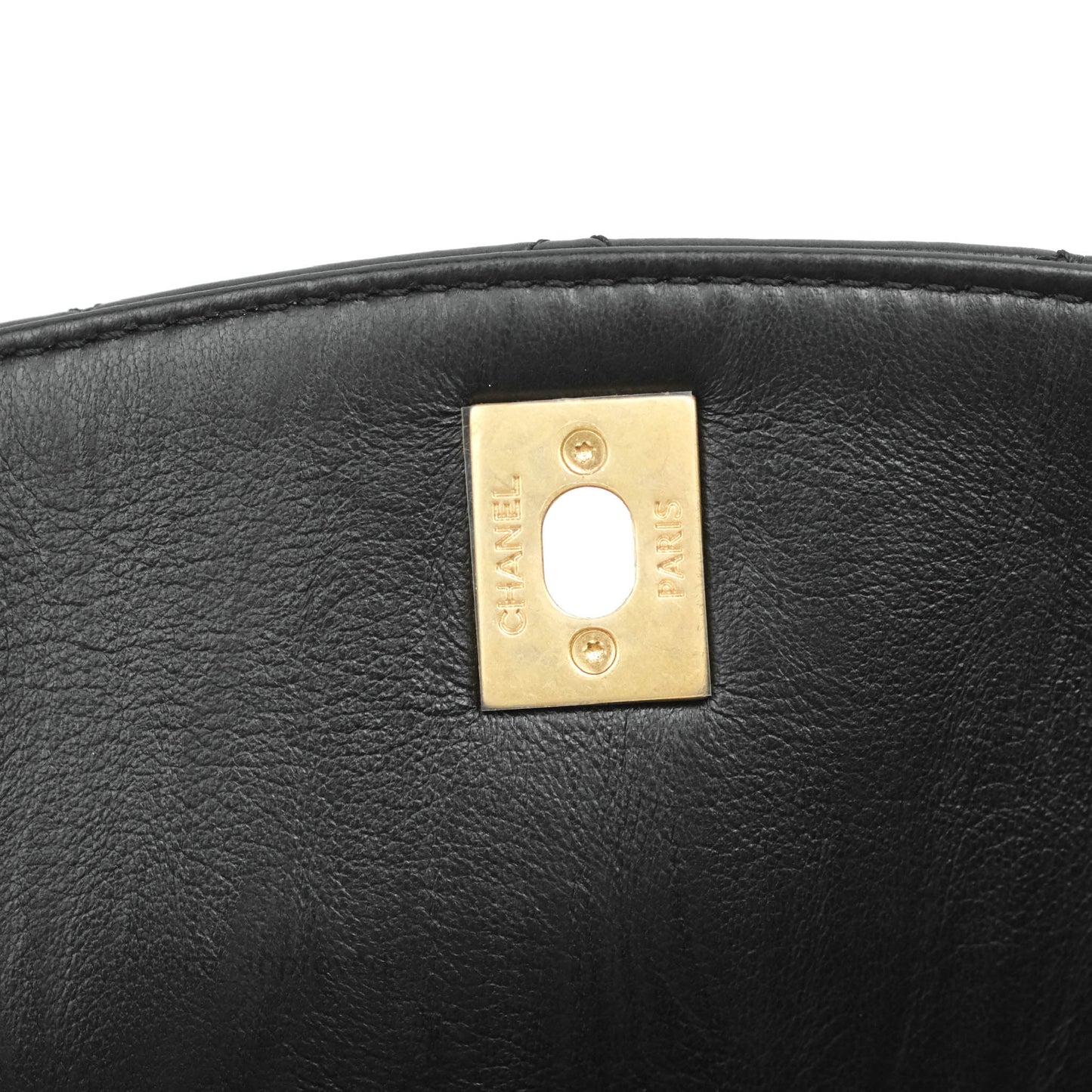 Chanel Mini Flap Bag with Top Handle Black Crumpled Lambskin Aged Gold Hardware
