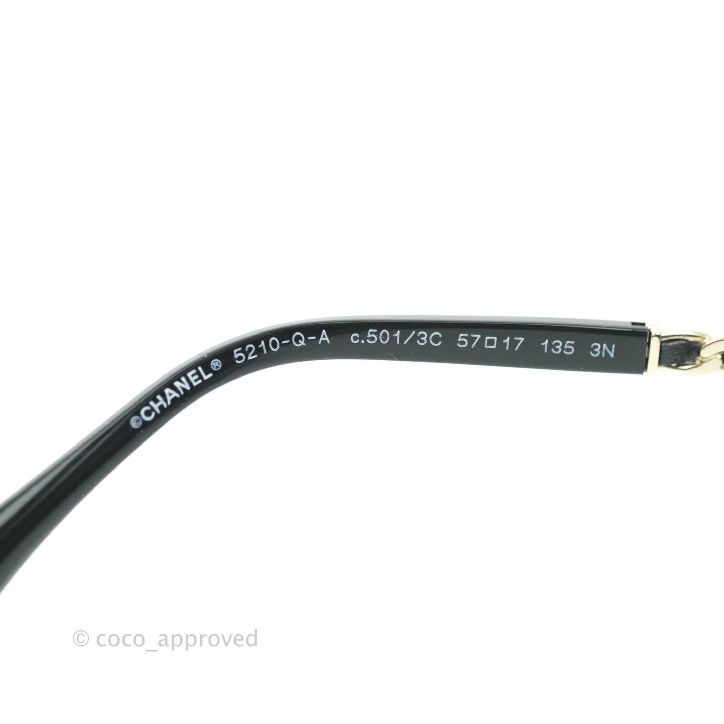 Chanel Black Acetate Frame Gradient Chain-Link Sunglasses Gold Tone