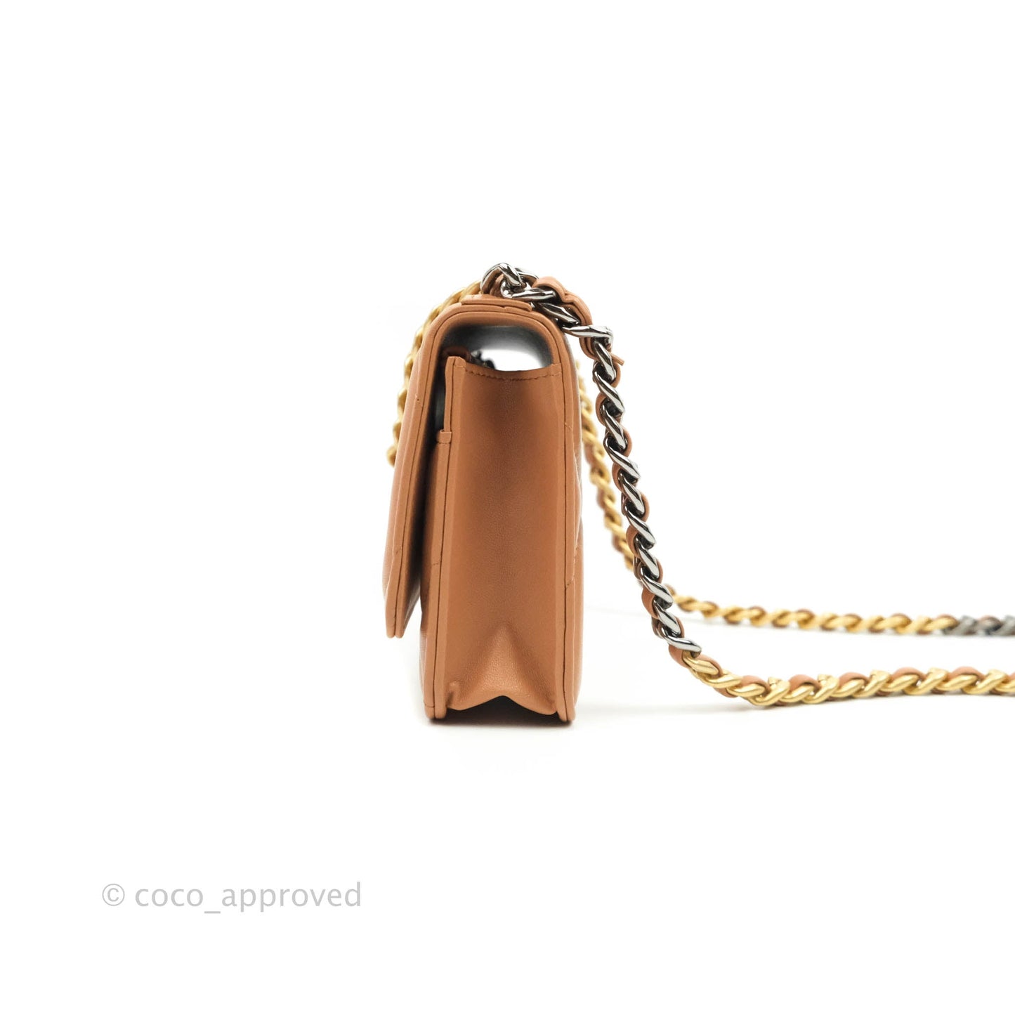 Chanel 19 Wallet on Chain WOC Dark Beige Caramel Lambskin Mixed Hardware 21K
