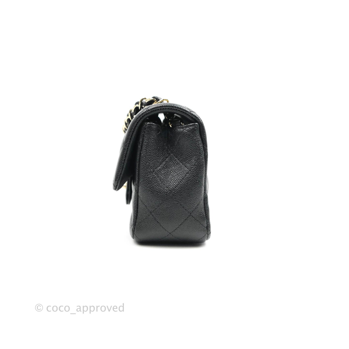 Chanel Quilted Mini Rectangular Black Caviar Gold Hardware 18B