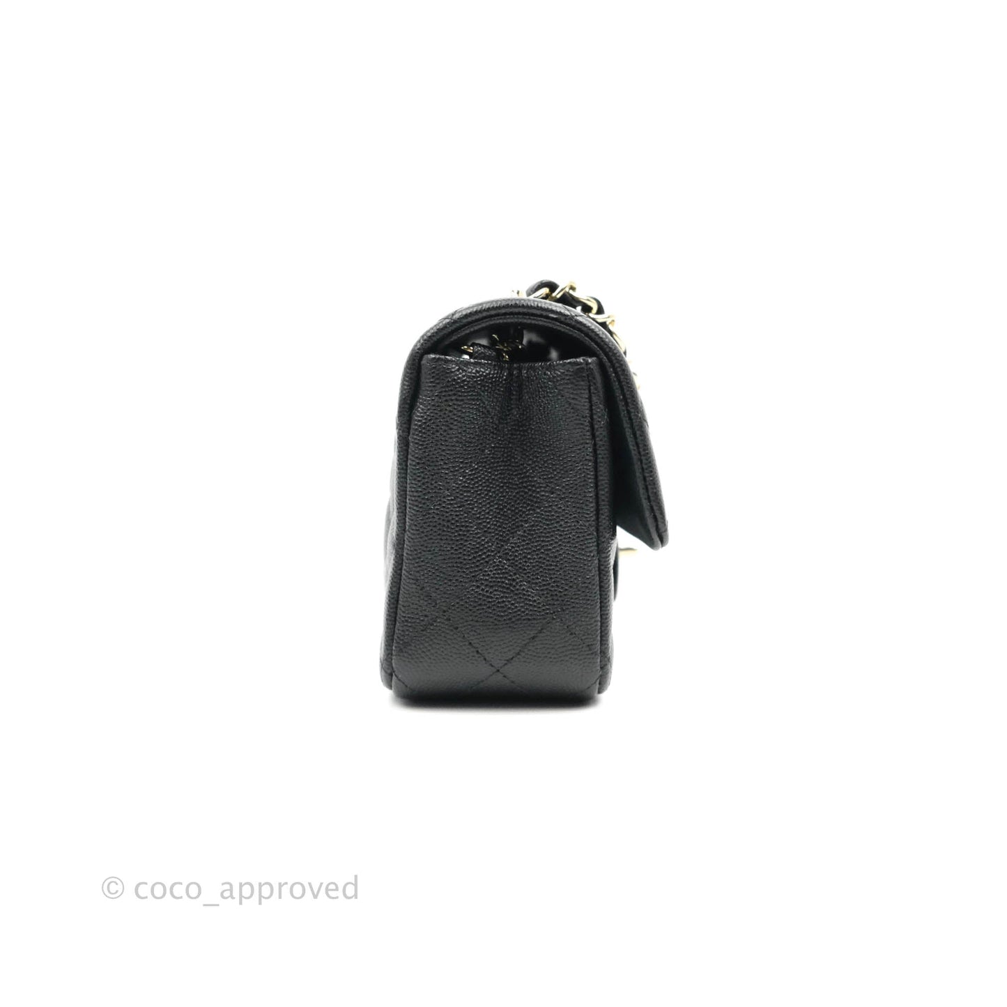 Chanel Quilted Mini Rectangular Black Caviar Gold Hardware 18B
