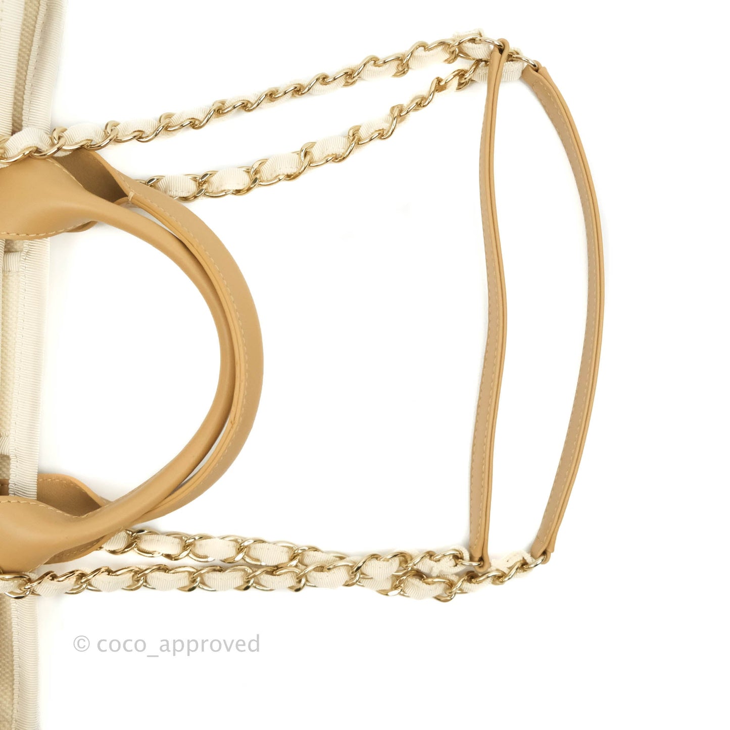 Chanel Medium (Large) Deauville Light Beige Canvas Imitation Pearl