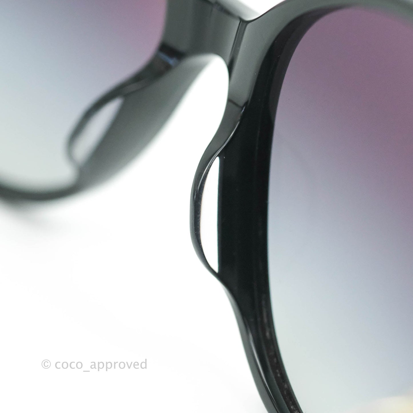 Chanel Black Acetate Frame Gradient Chain-Link Sunglasses Gold Tone