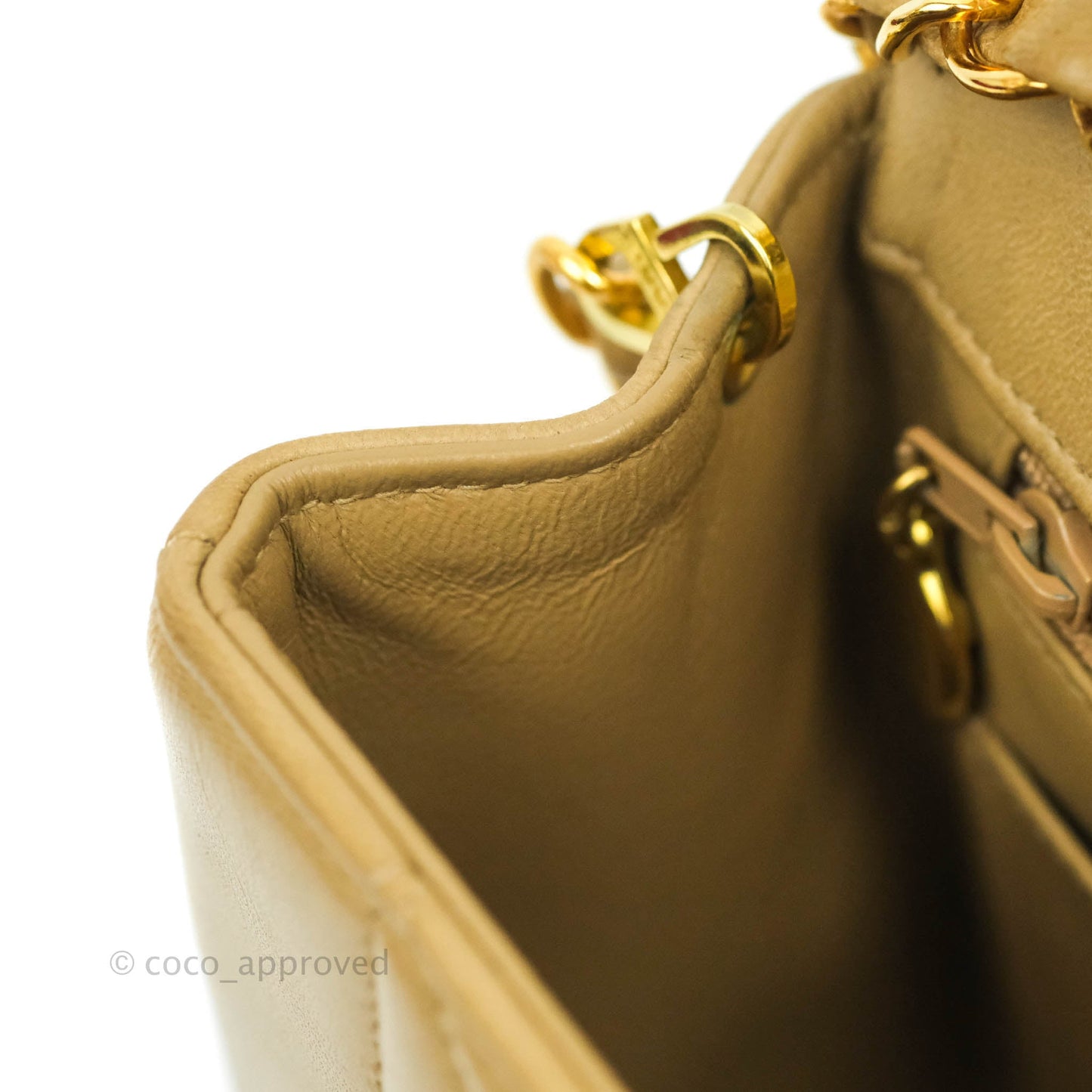 Chanel Vintage Small Quilted Classic Diana Flap Bag Beige Lambskin 24K Gold Hardware