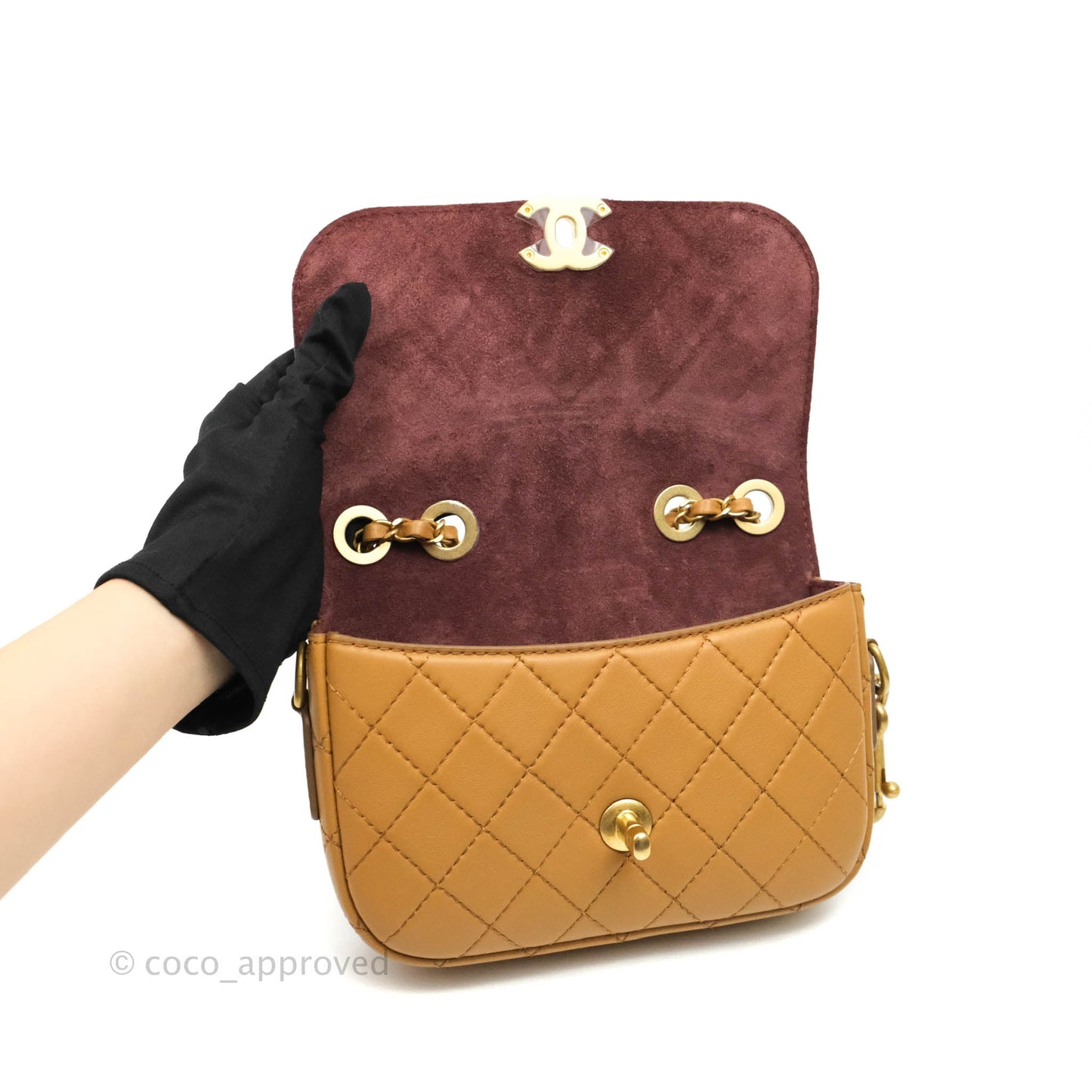 Chanel Quilted Flap With Coin Purse Caramel Calfskin Aged Gold Hardware 19K