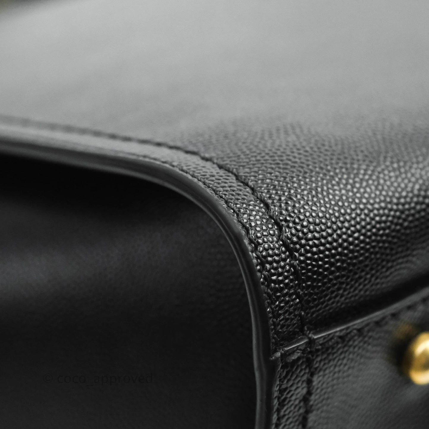 Chanel Small Studded Black Caviar Deauville Shopping Bag Aged Gold Hardware