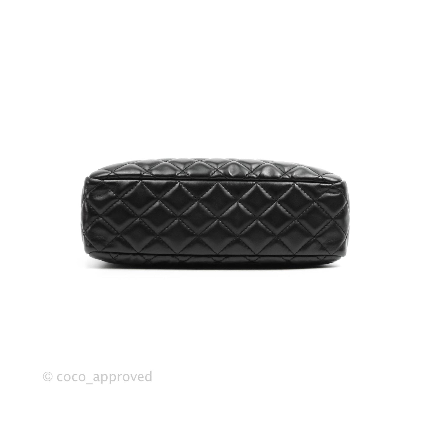Chanel Quilted Camera Case Bag Black Lambskin Silver Hardware