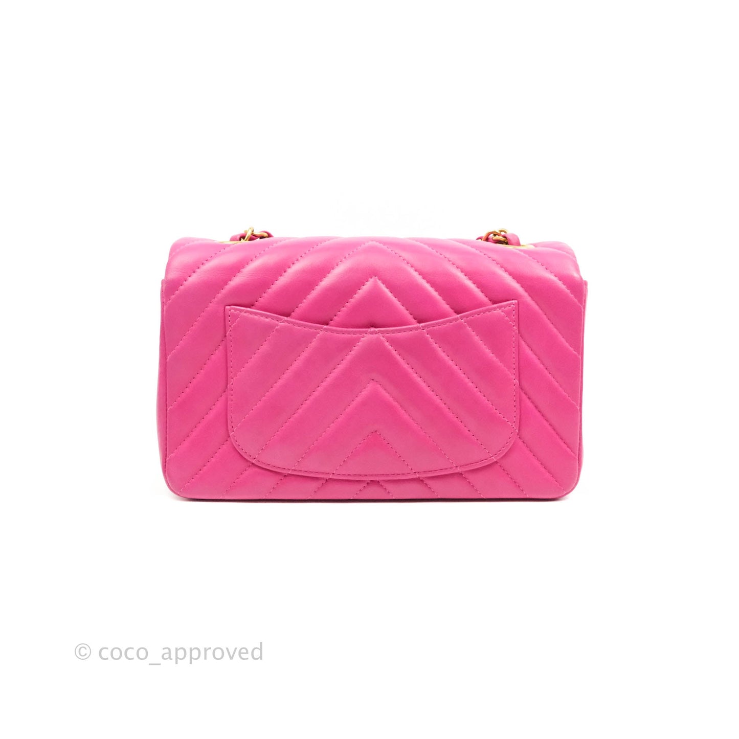 Chanel Chevron Mini Rectangular Flap Pink Lambskin Gold Hardware