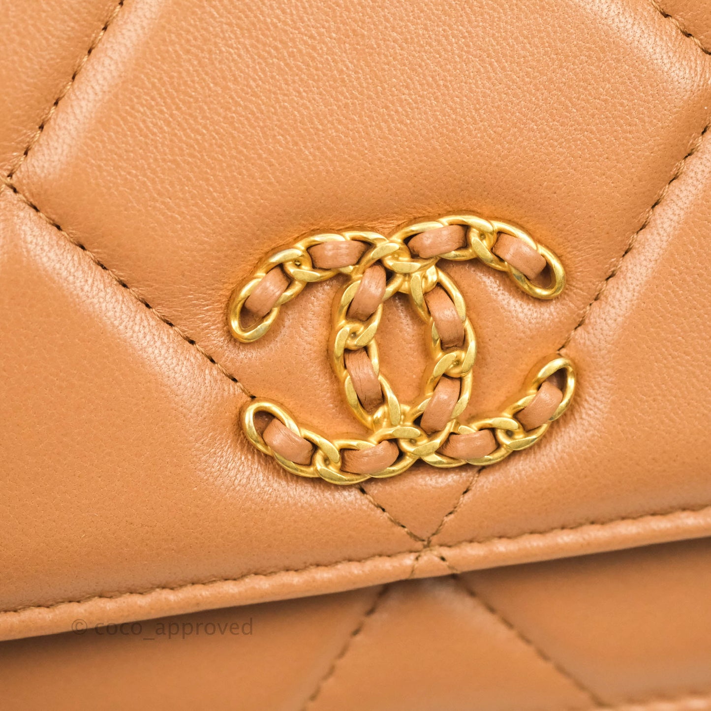 Chanel 19 Wallet on Chain WOC Dark Beige Caramel Lambskin Mixed Hardware 21K