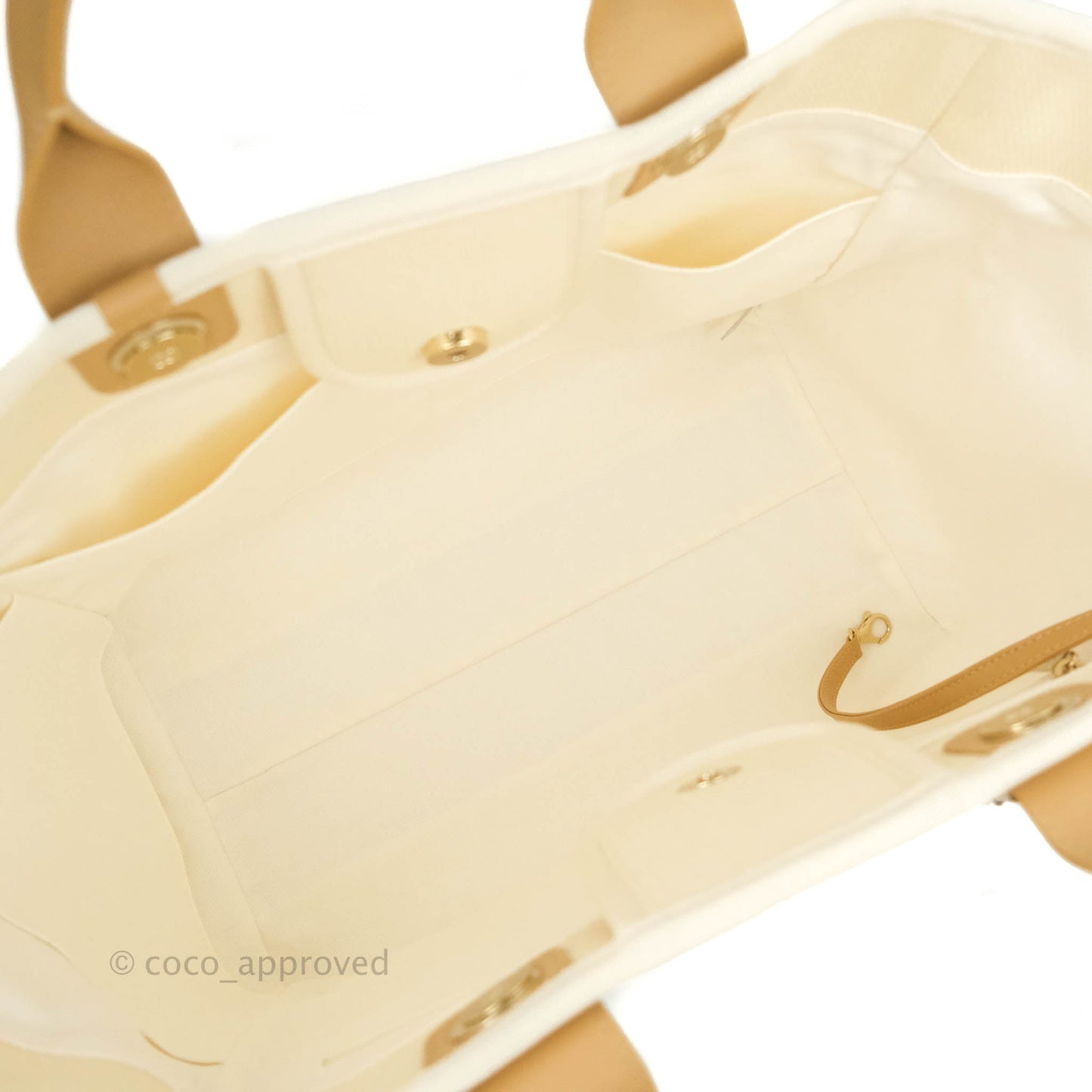Chanel Medium (Large) Deauville Light Beige Canvas Imitation Pearl