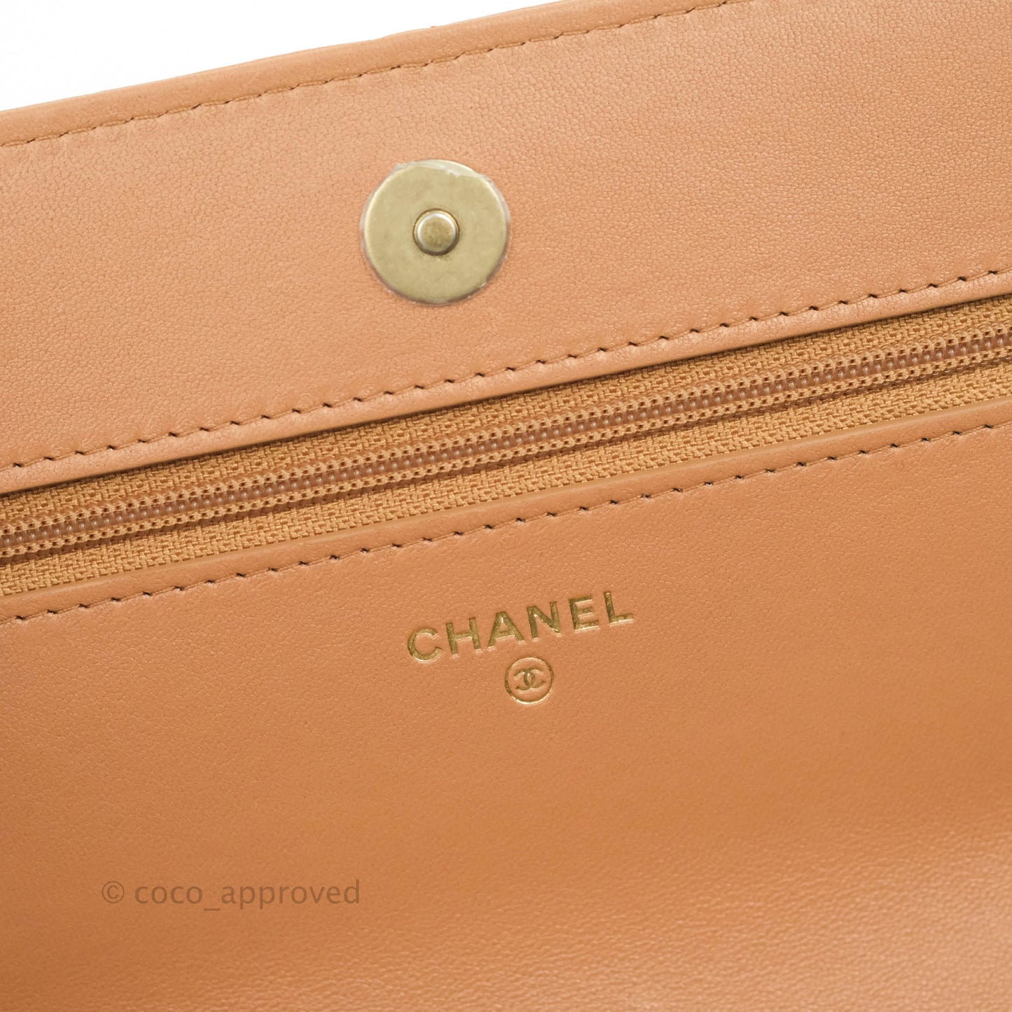 Chanel 19 Wallet on Chain WOC Dark Beige Caramel Lambskin Mixed Hardware 21K