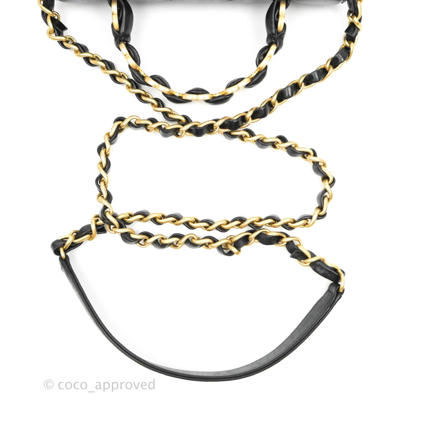 Chanel Mini Flap Bag with Top Handle Black Crumpled Lambskin Aged Gold Hardware