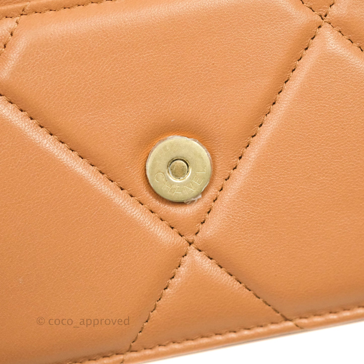 Chanel 19 Wallet on Chain WOC Dark Beige Caramel Lambskin Mixed Hardware 21K