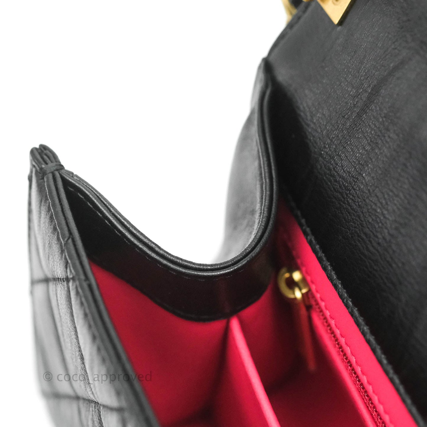 Chanel Mini Flap Bag with Top Handle Black Crumpled Lambskin Aged Gold Hardware