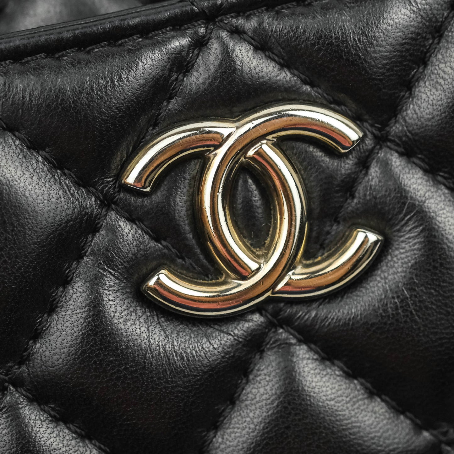 Chanel Quilted Camera Case Bag Black Lambskin Silver Hardware