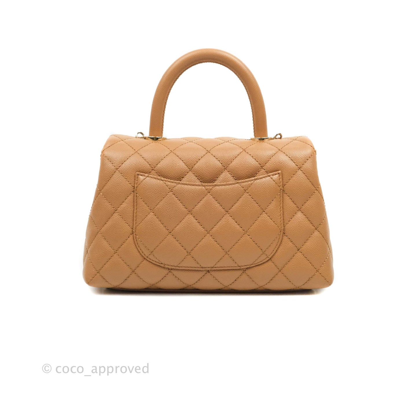 Chanel Mini (Small) Coco Handle Quilted Caramel Dark Beige Caviar Gold Hardware 21P