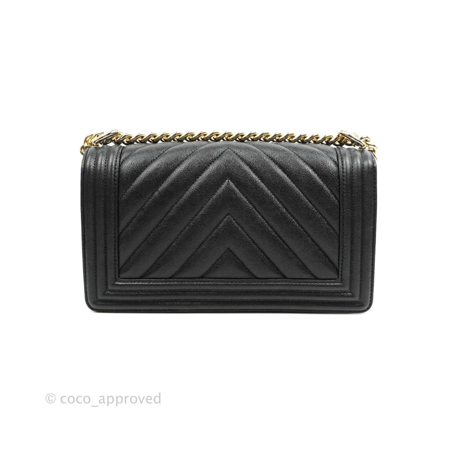 Chanel Boy Chevron Medium Black Caviar Gold Hardware