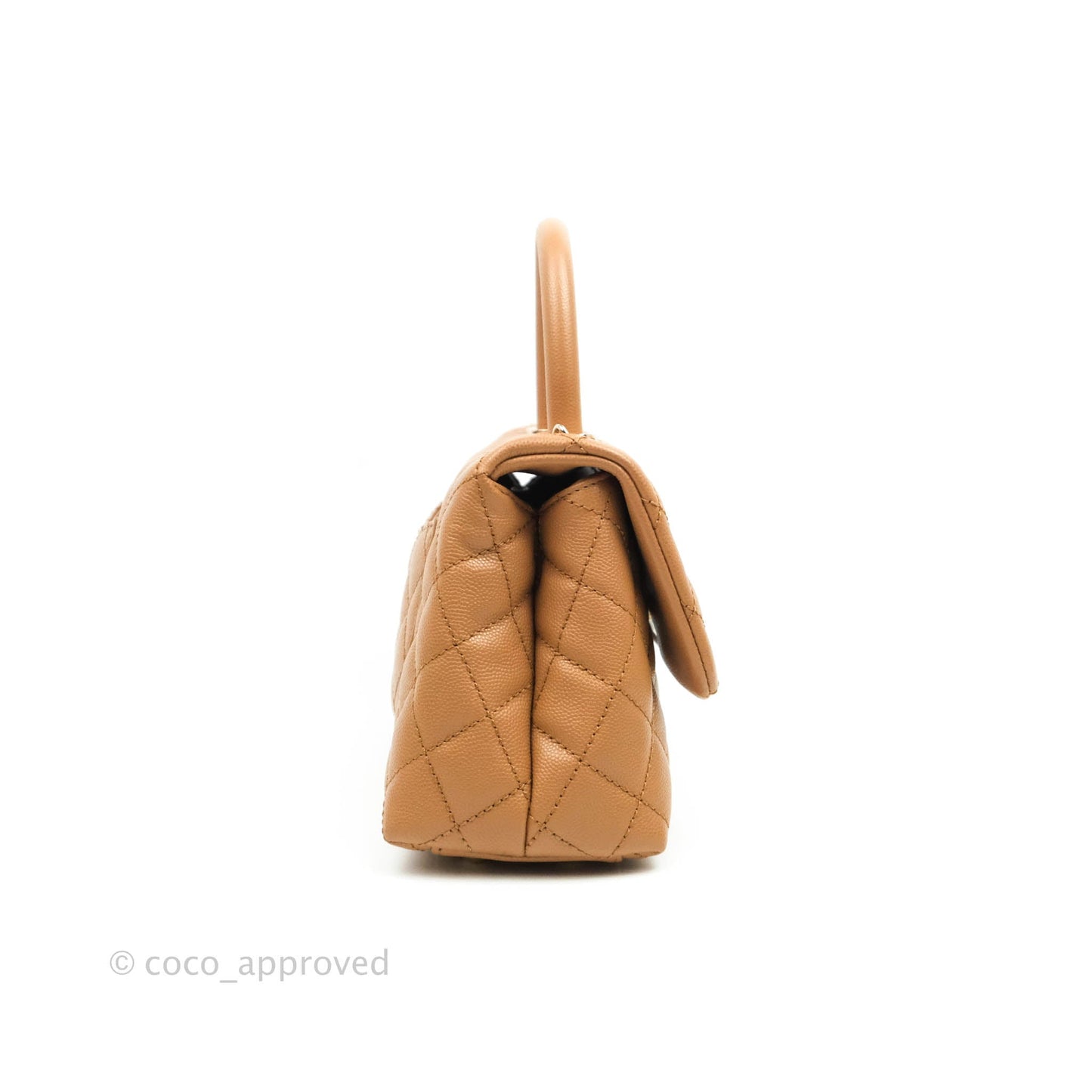 Chanel Mini (Small) Coco Handle Quilted Caramel Dark Beige Caviar Gold Hardware 21P