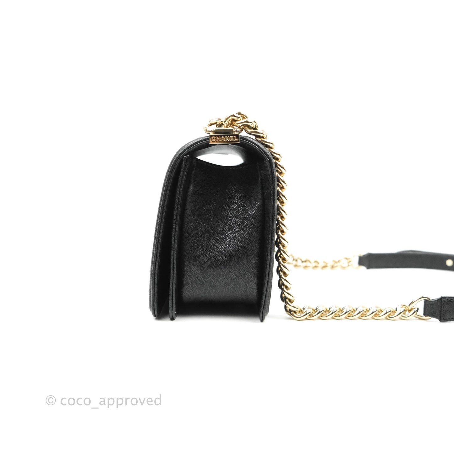 Chanel Boy Chevron Medium Black Caviar Gold Hardware